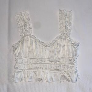 ASTR the Label Satin Rosita Smocked Top